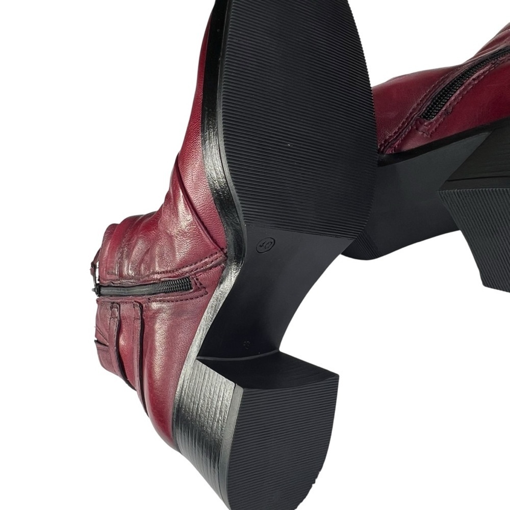 Miz Mooz Leather Buckled Ankle Boots- Macee Crimson Red EU 40 (US 9-9.5) NWOT - Picture 8 of 16